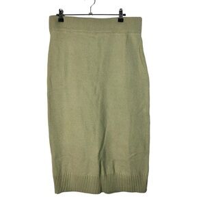 H&M Sage Green Fine Knit Knee Length Pencil Skirt M